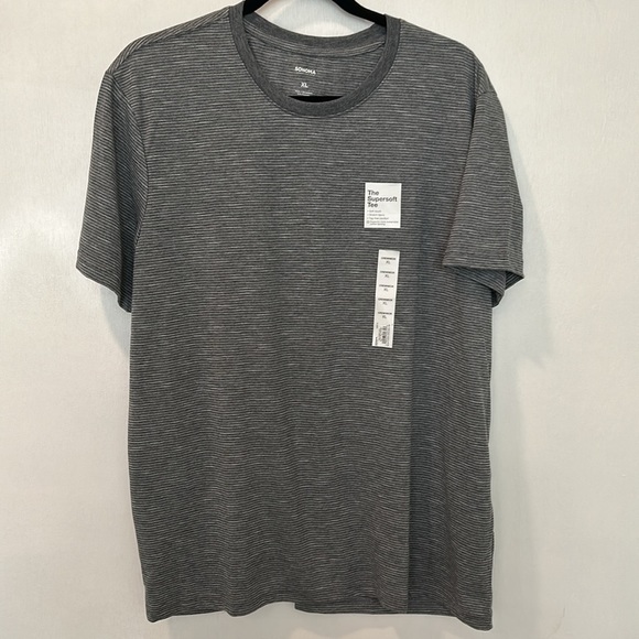 SONOMA 2 BUNDLE TEES MEN SIZE XL GRAY BLUE LINES NEW - Picture 3 of 11